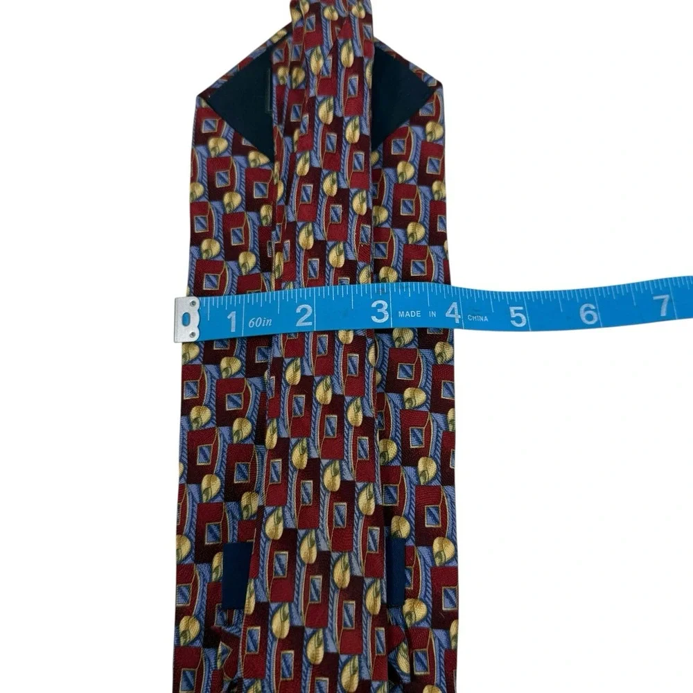 Altea Nordstrom Men's Necktie Tie Silk Repp Burgundy & Blue w/‎ Gold 60